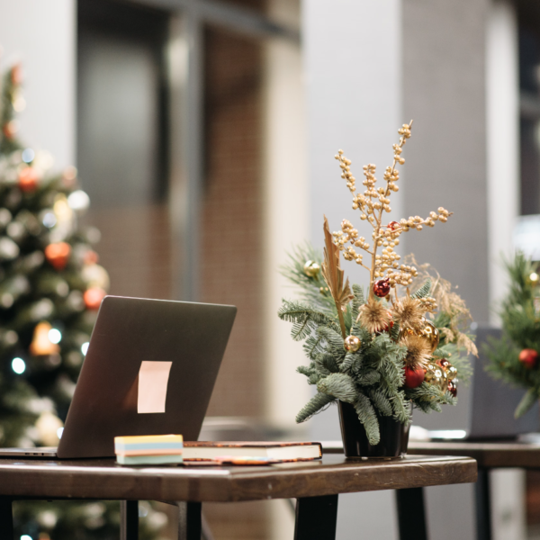 Christmas Corporate Entrance and Check-In Area Setup