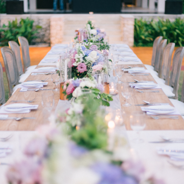 Wedding Dinner Long-Table Candlelight Floral Arrangement
